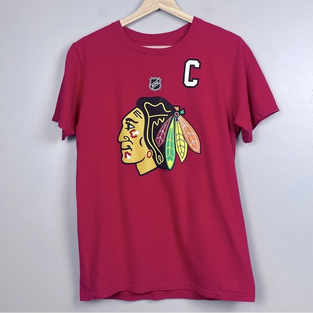 Adidas Men's 100% Cotton Chicago Black Hawks Jonathan Towes Captain Tee Size S